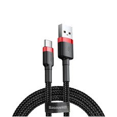 Baseus 3M Cafule 2A USB to Type-C cable - Melns - USB-C lādēšanas un datu kabelis / vads