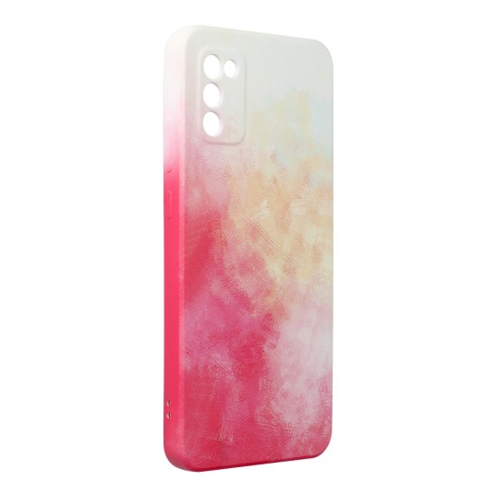 Forcell Pop Back Case priekš Samsung Galaxy A03s A037G - Balts / Sarkans - silikona aizmugures apvalks / bampers-vāciņš