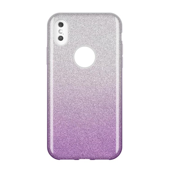 Forcell Shining Case priekš Samsung Galaxy A03s A037G - Caurspīdīgs / Violets - silikona aizmugures apvalks / bampers-vāciņš