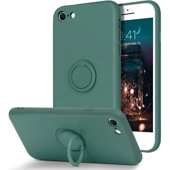 Forcell Silicone Ring Back Case priekš Apple iPhone 13 mini - Zaļš - silikona aizmugures apvalks ar gredzenu / bampers-vāciņš