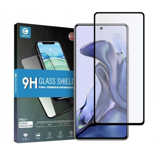 Mocolo TG+ Full Glue Tempered Glass screen protector priekš Xiaomi 11T 5G / 11T Pro 5G - Melns - Ekrāna Aizsargstikls / Bruņota Stikla Aizsargplēve