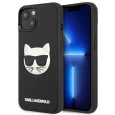 Karl Lagerfeld 3D Rubber Choupette series Back Case KLHCP13SCH3DBK priekš Apple iPhone 13 mini - Melns - mākslīgās ādas aizmugures apvalks / bampers-vāciņš