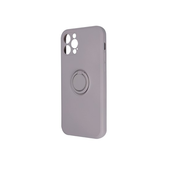 Finger Grip Back Case priekš Apple iPhone 13 Pro Max - Gaiši Pelēks - silikona aizmugures apvalks ar gredzenu / bampers-vāciņš