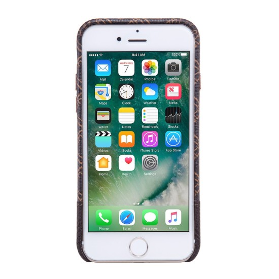 NILLKIN Oger Lattice Leather Coated Hard Case priekš Apple iPhone 7 / 8 / SE2 (2020) / SE3 (2022) - Brūns - ādas aizmugures apvalks / bampers-vāciņš