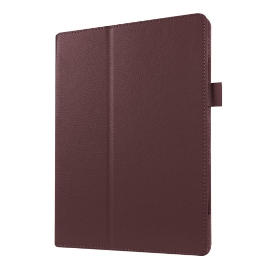 Litchi Skin Leather Stand Case for Huawei MediaPad M2 10 (M2-A01W / M2-A01L) 10.1-inch - Brown - sāniski atverams maciņš ar stendu (ādas maks, grāmatiņa, leather book wallet case cover stand)