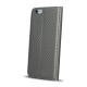 GreenGo Smart Carbon Magnet book case priekš Sony Xperia E5 F3311 / F3312 - Pelēks - sāniski atverams maciņš ar stendu (ādas maks, grāmatiņa, leather book wallet case cover stand)
