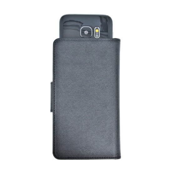 GreenGo Universal Smart Fancy priekš telefoniem ar ekrānu izmēru 5.5 - 5.7 inch (80 x 160 mm) - Melns - universāls sāniski atverams maciņš ar stendu (ādas maks, grāmatiņa, leather book wallet case cover stand)