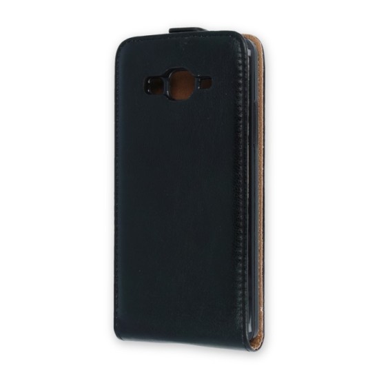 GreenGo Leather Case Plus New priekš Huawei P9 Lite 2017 / P8 Lite 2017 / Honor 8 Lite - Melns - vertikāli atverams maciņš (ādas telefona maks, leather book vertical flip case cover)