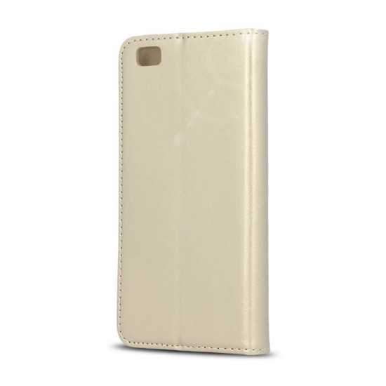 GreenGo Smart Modus Magnet book case priekš Huawei Y5 II (Y5 2) / Y6 II (Y6 2) Compact - Zelts - sāniski atverams maciņš ar stendu (ādas maks, grāmatiņa, leather book wallet case cover stand)