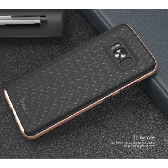 IPAKY Hybrid 2-in-1 PC TPU Cover for Samsung Galaxy S8 Plus G955 - Rose Gold - silikona ar plastikas rāmi aizmugures apvalks (bampers, vāciņš, TPU silicone cover, bumper shell)