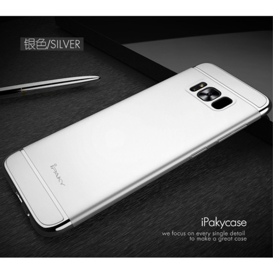IPAKY 3-In-1 Electroplating PC Hard Back Cover for Samsung Galaxy S8 G950 - Silver - plastikas aizmugures apvalks (bampers, vāciņš, PU back cover, bumper shell)