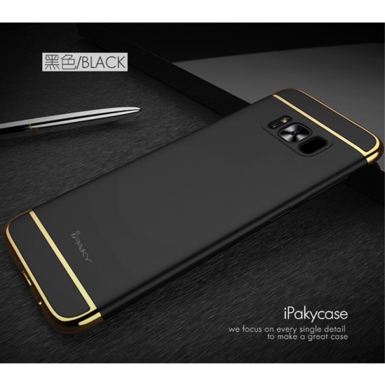 IPAKY 3-In-1 Electroplating PC Hard Back Cover for Samsung Galaxy S8 Plus G955 - Black - plastikas aizmugures apvalks (bampers, vāciņš, PU back cover, bumper shell)