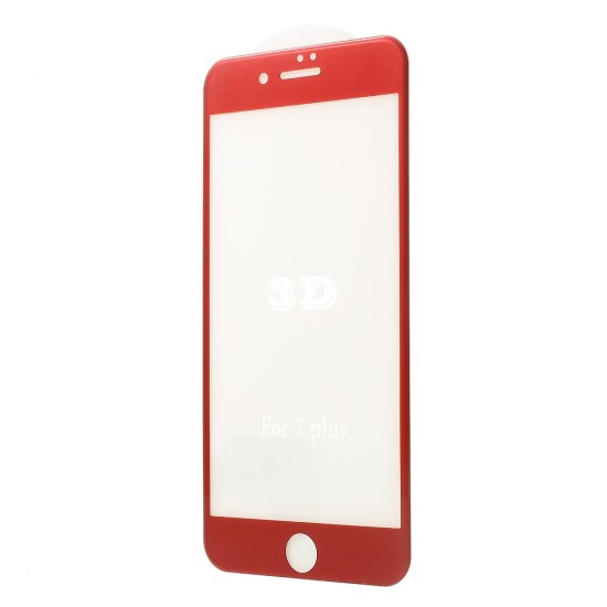 4D Curved (ar noapaļotām malām) Full Size Tempered Glass screen protector priekš Apple iPhone 7 / 8 / SE2 (2020) / SE3 (2022) - Red - Ekrāna Aizsargstikls / Bruņota Stikla Aizsargplēve