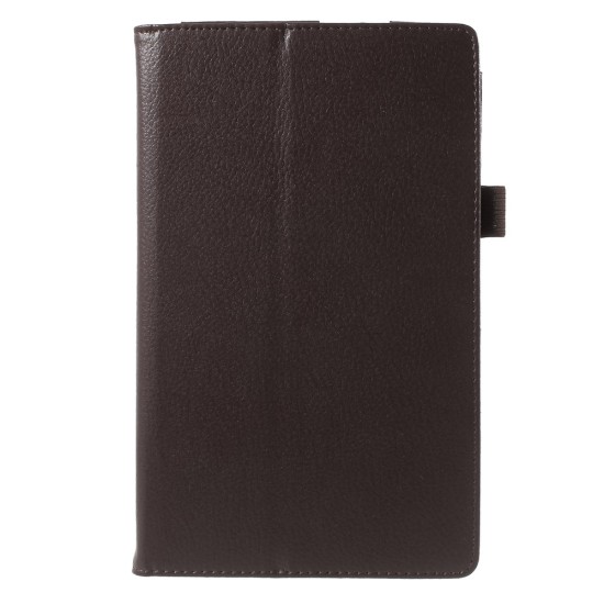 Lychee Texture Stand Leather Cover for Asus ZenPad 8.0 (Z380C / Z380KL) - Coffee - sāniski atverams maciņš ar stendu (ādas maks, grāmatiņa, leather book wallet case cover stand)
