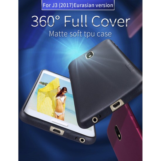 X-Level Guardian Series Frosted TPU Case priekš Samsung Galaxy J3 (2017) J330 - Bordo - matēts silikona apvalks (bampers, vāciņš, slim silicone cover shell, bumper)