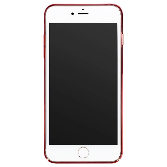 BASEUS Stripe Design Plating PC Hard Phone Cover priekš Apple iPhone 7 / 8 / SE2 (2020) / SE3 (2022) - Sarkans - silikona aizmugures apvalks / bampers-vāciņš