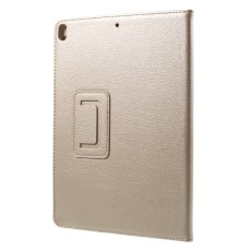 Litchi Skin Auto-wake/sleep Stand Protective Leather Cover priekš Apple iPad Pro 10.5 (2017) / Air 3 10.5 (2019) - Zelts - sāniski atverams maciņš ar stendu (ādas maks, grāmatiņa, leather book wallet case cover stand)