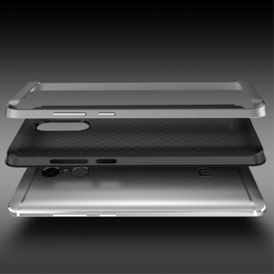 IPAKY 2-Piece PC Frame and TPU Phone Case for Xiaomi Redmi Note 4 / Note 4X - Grey - silikona ar plastikas rāmi aizmugures apvalks (bampers, vāciņš, TPU silicone cover, bumper shell)