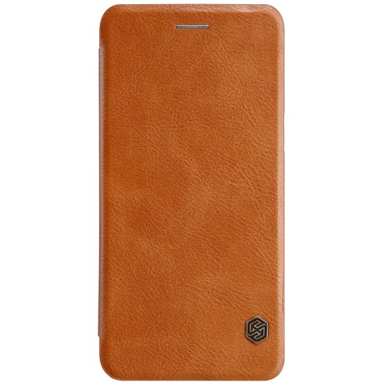 NILLKIN Qin Series Card Slot Flip Leather Mobile Shell priekš OnePlus 5 - Brūns - sāniski atverams maciņš (ādas maks, grāmatiņa, leather book wallet case cover)