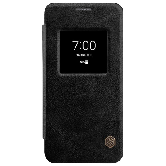 NILLKIN Qin Series Smart View Leather Case Cover priekš LG G6 H870 - Melns - sāniski atverams maciņš ar lodziņu (ādas maks, grāmatiņa, leather book wallet case cover )
