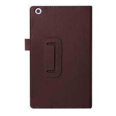 Litchi Grain Protective Leather Case for Lenovo Tab 2 A8-50 / Tab 3 A8-50 / TB3-850M - Brown - sāniski atverams maciņš ar stendu (ādas maks, grāmatiņa, leather book wallet case cover stand)