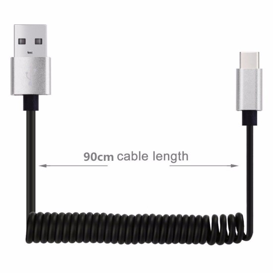 Universal 0.9M USB to Type-C cable - USB-C spirālveida lādēšanas un datu kabelis / vads