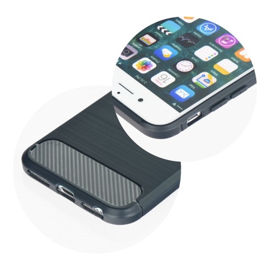 Forcell Carbon TPU Back Phone Case priekš Samsung Galaxy J7 (2017) J730 - Graphite - triecienizturīgs silikona aizmugures apvalks (bampers, vāciņš, slim TPU silicone case shell cover, bumper)