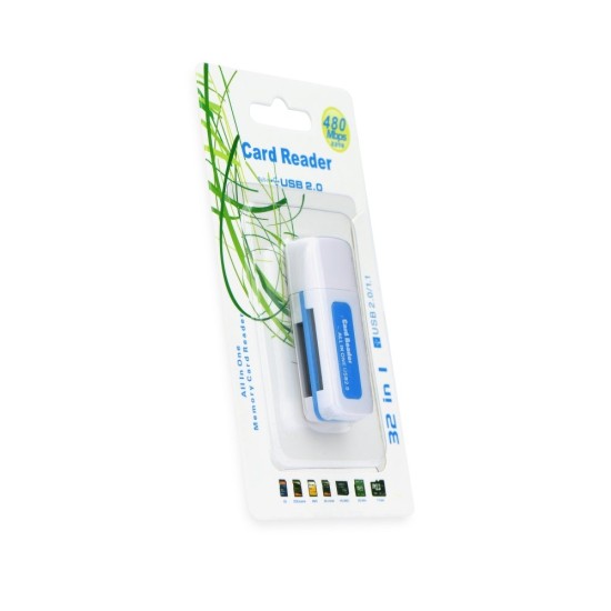 Kartes lasītājs / Adapteris Memory Card Reader USB Titanium Blue SDHC/SD / MMC / RS-MMC / Mini-SD(adapter) / Micro SD(adapter) / TF(adapter) / MS / MS DUO / MS PRO DUO 2.0