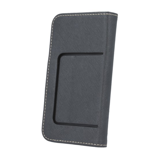 GreenGo Universal Silicon Smart Fancy priekš telefoniem ar ekrānu izmēru 4.7 inch (74 x 138 mm) - Melns/Zelts - universāls sāniski atverams maciņš ar stendu (ādas maks, grāmatiņa, leather book wallet case cover stand)