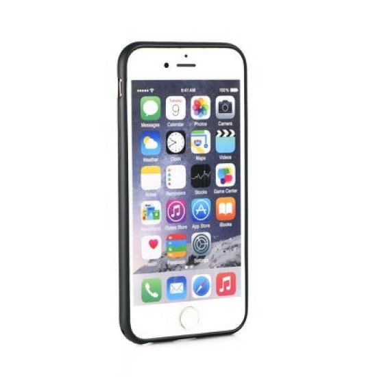 Forcell Fiber Case priekš Apple iPhone 6 Plus / 6S Plus - Melns - triecienizturīgs karbona-silikona aizmugures apvalks (bampers, vāciņš, slim back cover, bumper)