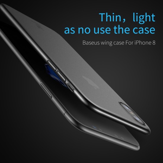 BASEUS Ultra Thin Matte PP Phone Case priekš Apple iPhone X / XS - Transparent Black - matēts plastikas aizmugures apvalks (bampers, vāciņš, slim TPU silicone case cover, bumper)