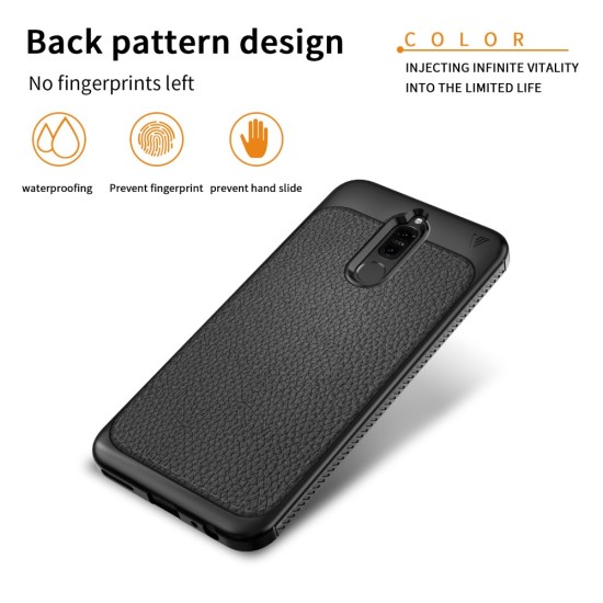 IVSO Gentry Series Leather Coated TPU Phone Case for Huawei Mate 10 Lite - Black - ādas imitācijas triecienizturīgs silikona aizmugures apvalks (maciņš, bampers, vāciņš, slim cover, bumper, back case)