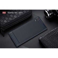 Carbon Fiber Brushed TPU Back Phone Case for Sony Xperia XA1 Ultra G3212 / G3221 - Dark Blue - triecienizturīgs silikona aizmugures apvalks (bampers, vāciņš, slim TPU silicone case shell cover, bumper)