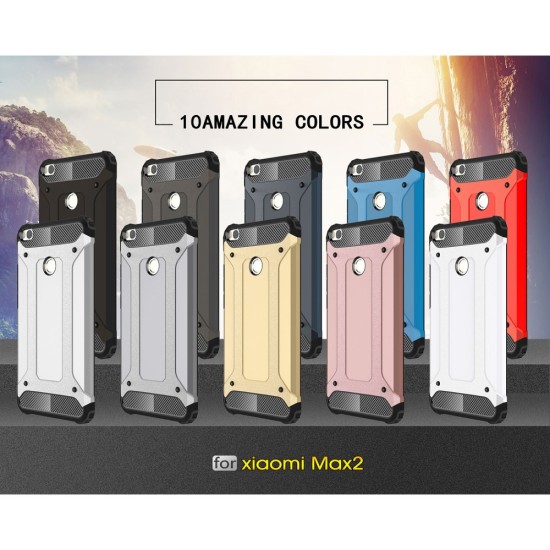 Armor Case Guard Plastic TPU Hybrid Cell Phone Back Case priekš Xiaomi Mi Max 2 - Melns - triecienizturīgs silikona aizmugures apvalks (bampers, vāciņš, slim TPU silicone case shell cover, bumper)