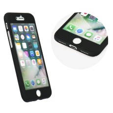 360 Full Body Case Tempered Glass priekš Samsung Galaxy A3 (2017) A320 - Melns - plastikas aizmugures apvalks ar aizsardzības stiklu (bampers, vāciņš, PU back cover, bumper shell)