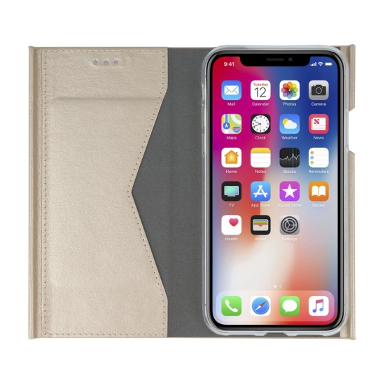 Beeyo Book Grande Book Case priekš Huawei P9 Lite mini - Zelts - sāniski atverams maciņš ar stendu (ādas maks, grāmatiņa, leather book wallet case cover stand)