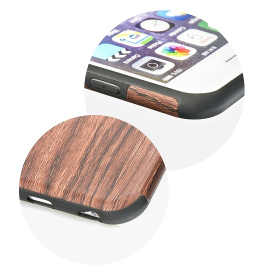 Forcell Wood Back Case priekš Xiaomi Mi A1 - Tumši Brūns - silikona aizmugures apvalks (bampers, vāciņš, slim TPU silicone case cover, bumper)