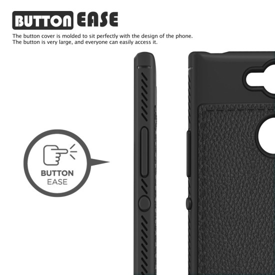 IVSO Gentry Series Leather Coated TPU Phone Case for Sony Xperia XA2 H4113 - Black - ādas imitācijas triecienizturīgs silikona aizmugures apvalks (maciņš, bampers, vāciņš, slim cover, bumper, back case)