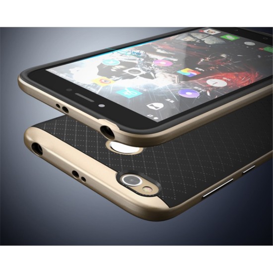IPAKY 2-Piece PC Frame and TPU Phone Case for Xiaomi Mi A1 - Gold - silikona ar plastikas rāmi aizmugures apvalks (bampers, vāciņš, TPU silicone cover, bumper shell)