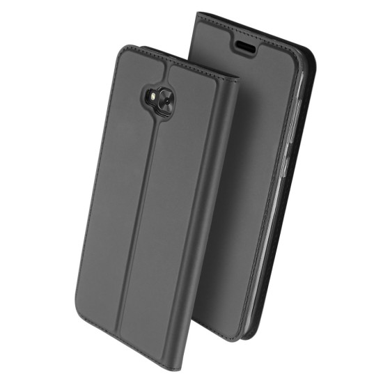 Dux Ducis Skin Pro series priekš Asus Zenfone 4 Selfie ZD553KL - Tumši Pelēks - sāniski atverams maciņš ar magnētu un stendu (ādas maks, grāmatiņa, leather book wallet case cover stand)