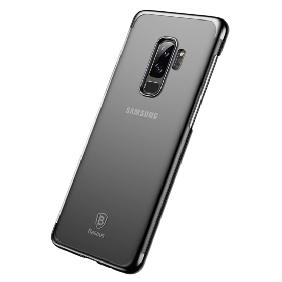 BASEUS Glitter Series Plating Back Case for Samsung Galaxy S9 Plus G965 - Melns - plastikāta aizmugures apvalks (bampers, vāciņš, slim TPU silicone case shell cover, bumper)