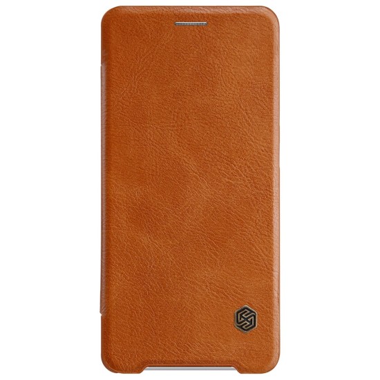NILLKIN Qin Series Card Slot Flip Leather Mobile Shell priekš Sony Xperia XZ2 Compact H8324 - Brūns - sāniski atverams maciņš (ādas maks, grāmatiņa, leather book wallet case cover)