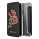 Guess Flower Desire series GUFLBKPXEROBK priekš Apple iPhone X / XS - Melns - sāniski atverams maciņš (ādas maks, grāmatiņa, leather book wallet case cover)