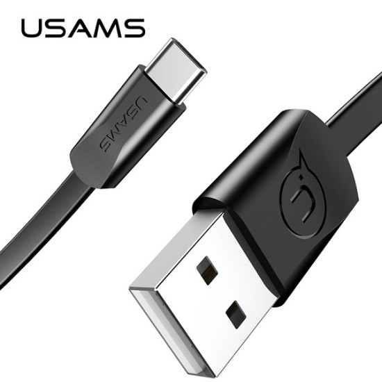 Usams 1.2M Noodle Flat U2 USB to Type-C cable - Melns - USB-C lādēšanas un datu kabelis / vads