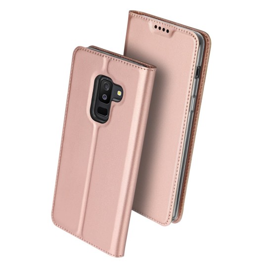 Dux Ducis Skin Pro series priekš Samsung Galaxy A6 Plus (2018) A605 - Rozā Zelts - sāniski atverams maciņš ar magnētu un stendu (ādas maks, grāmatiņa, leather book wallet case cover stand)
