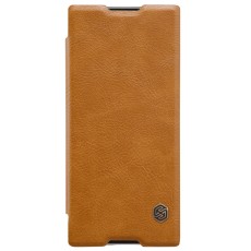 NILLKIN Qin Series Card Holder Leather Case priekš Sony Xperia XA1 Plus G3412 - Brūns - sāniski atverams maciņš (ādas maks, grāmatiņa, leather book wallet case cover)
