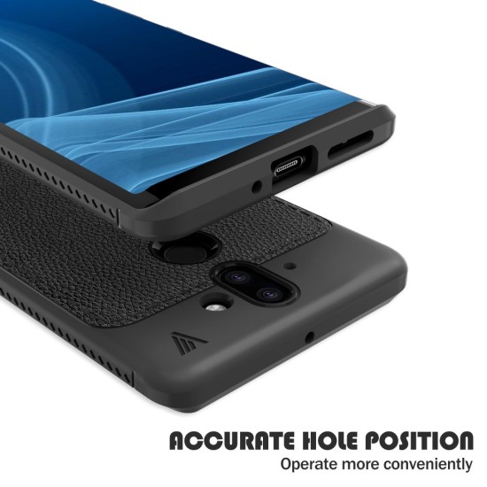 IVSO Gentry Series Leather Coated TPU Phone Case priekš Nokia 8 Sirocco - Melns - ādas imitācijas triecienizturīgs silikona aizmugures apvalks (maciņš, bampers, vāciņš, slim cover, bumper, back case)