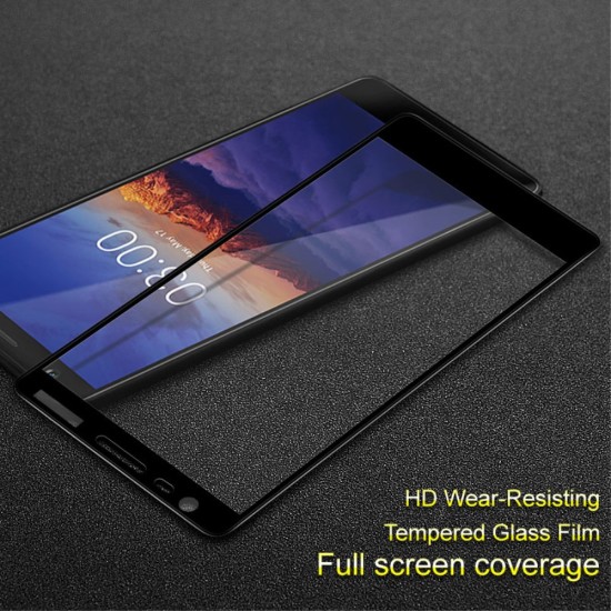 IMAK HD Full Coverage Tempered Glass Screen Protector priekš Nokia 3.1 (2018) - Melns - Ekrāna Aizsargstikls / Bruņota Stikla Aizsargplēve (Full screen size curved)