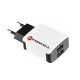 Forcell 2xUSB Type-C travel charger 2A Tīkla lādētājs ar Type C vadu - Melns / Balts - USB tīkla lādētājs