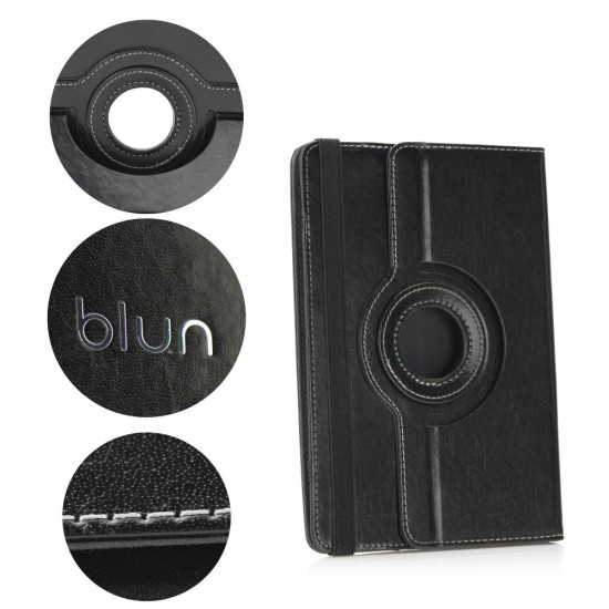 Blun 360 Rotate Universal Book Case Stand Cover priekš 7 inch Tablet PC - Melns - Universāls sāniski atverams maks planšetdatoriem ar stendu (ādas grāmatiņa, leather book wallet case cover stand)